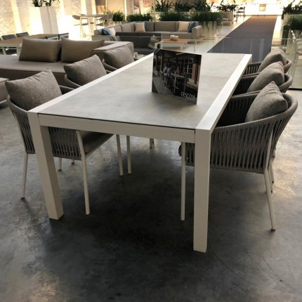Table de jardin à rallonge Lippi 360x100cm blanche Gescova