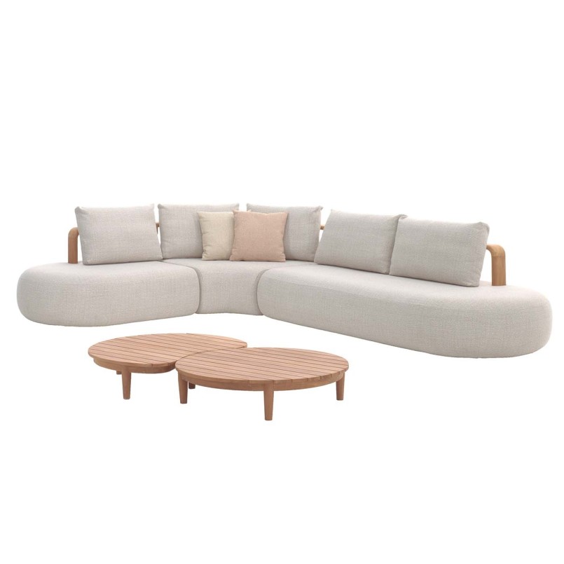 Assise d'angle crème en teck - Mila - Gescova
