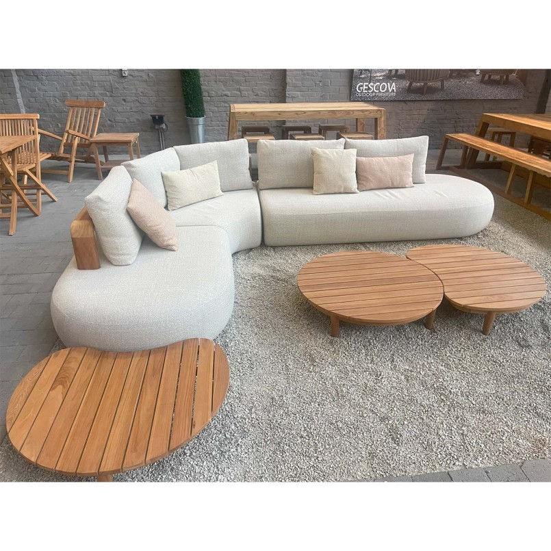 Assise d'angle crème en teck - Mila - Gescova