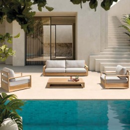 Light grey and teak garden furniture - Como - Gescova