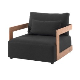 Fauteuil de jardin en teck et tissu gris foncé - Rafa - Gescova