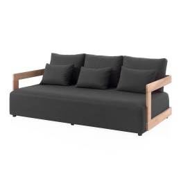 Canapé de jardin en teck et tissu gris foncé - Rafa - Gescova