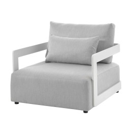 Fauteuil de jardin en tissu gris clair et alu blanc - Rafa - Gescova