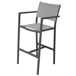 Tabouret de bar de jardin gris avec accoudoirs - Poniente - Gescova
