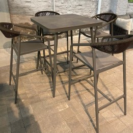 Bar stool with grey aluminium armrests - Geneva - Gescova