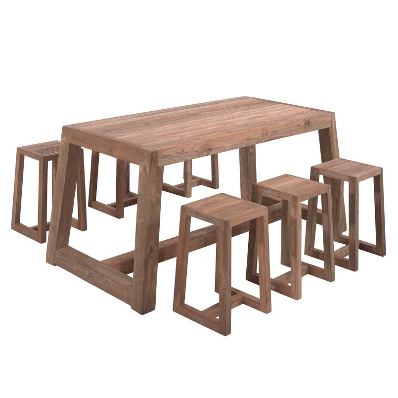 Table de bar de jardin en teck recyclé - Hermosa - Gescova
