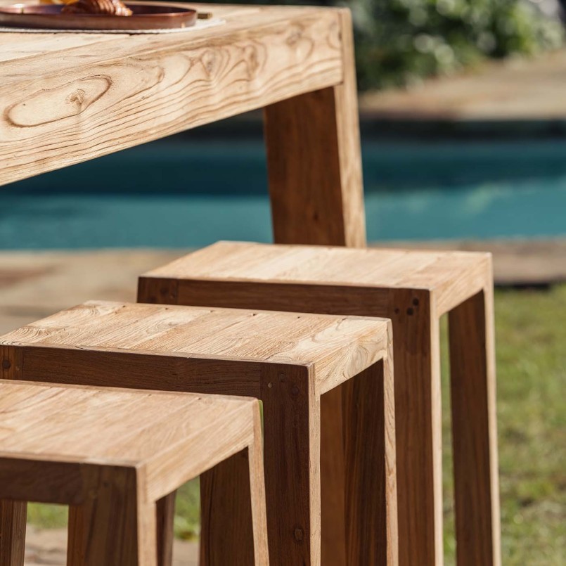 Table de bar de jardin en teck recyclé - Hermosa - Gescova