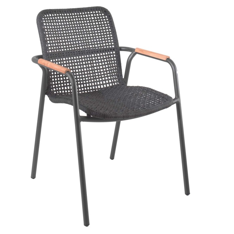 Chaise de jardin noire avec accoudoirs - Diego - Gescova