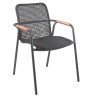 Chaise de jardin noire avec accoudoirs - Diego - Gescova