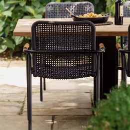 Black garden chair with armrests - Diego - Gescova