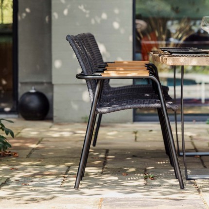 Chaise de jardin avec accoudoirs Diego noire Gescova