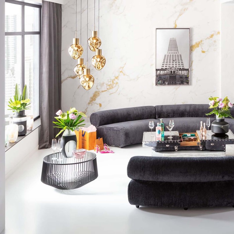 Table basse en verre et acier noir - Corinne - Kare Design