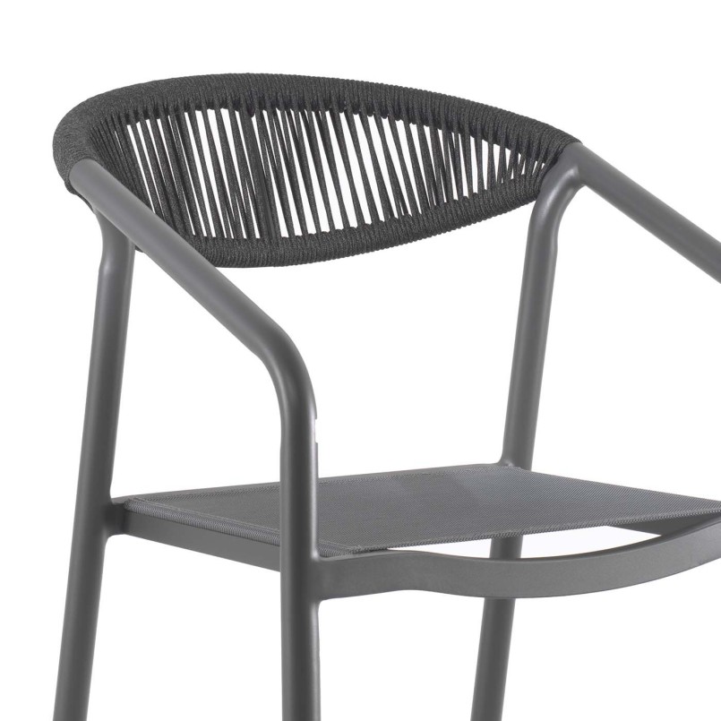 Bar stool with grey aluminium armrests - Geneva - Gescova