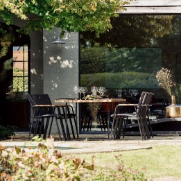 Garden table in steel and reclaimed teak - Fanny - Gescova