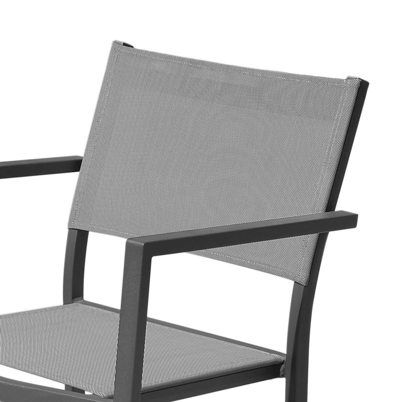 Tabouret de bar de jardin gris avec accoudoirs - Poniente - Gescova