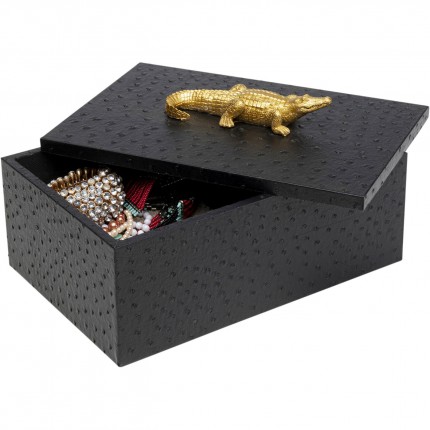Boîtes noires crocodiles dorés set de 2 Kare Design