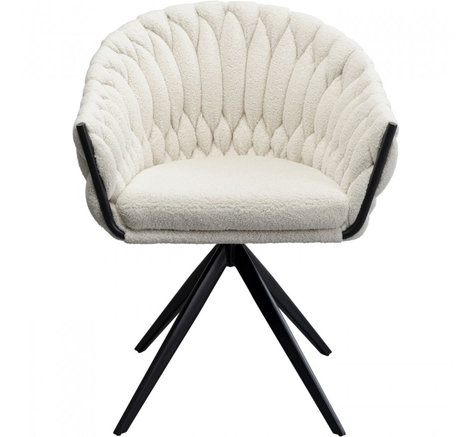 Swivel chair with armrests Knot Boucle white Kare Design Swivel chair with armrests Knot Boucle white Kare Design