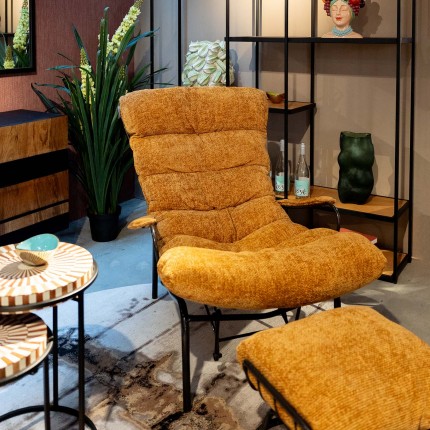 Fauteuil et repose-pieds Vienna Swing jaune Kare Design