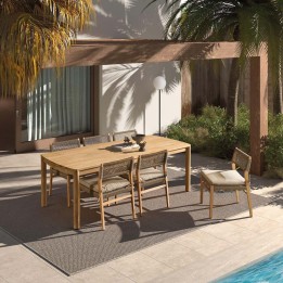 Teak and brown rope garden chair - Luna - Gescova