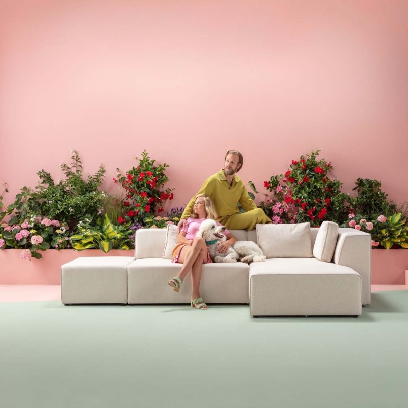 Beige contemporary corner sofa - Infinity Ottoman - Kare Design