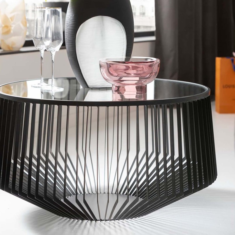 Glass and black steel coffee table - Corinne - Kare Design