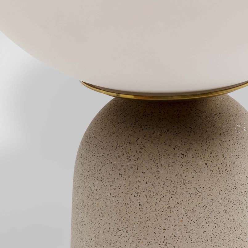 Lampe en verre blanc et ciment beige - Bollie - Kare Design