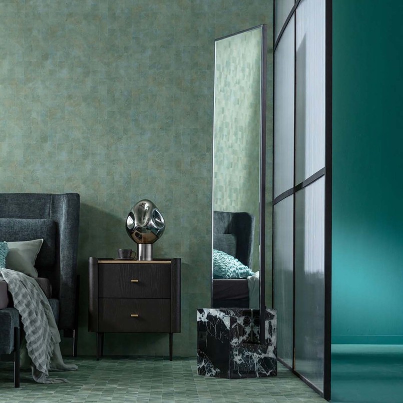 Miroir noir sur pied en marbre - Hulda - Kare Design