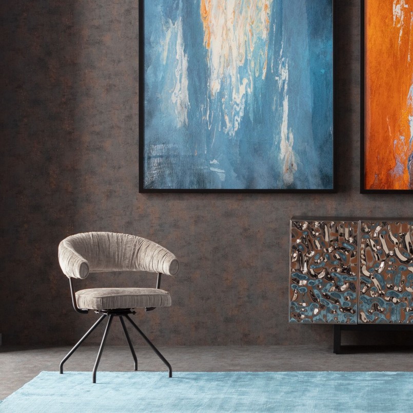 Gray swivel armchair - Arabella - Kare Design
