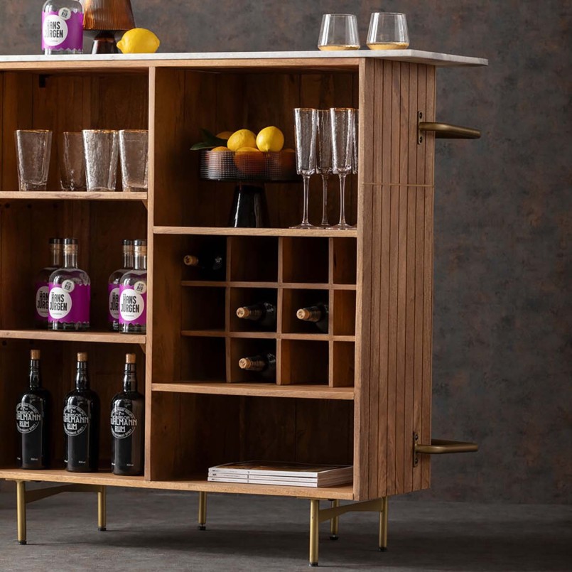 Solid mango and white marble bar - Grace - Kare Design