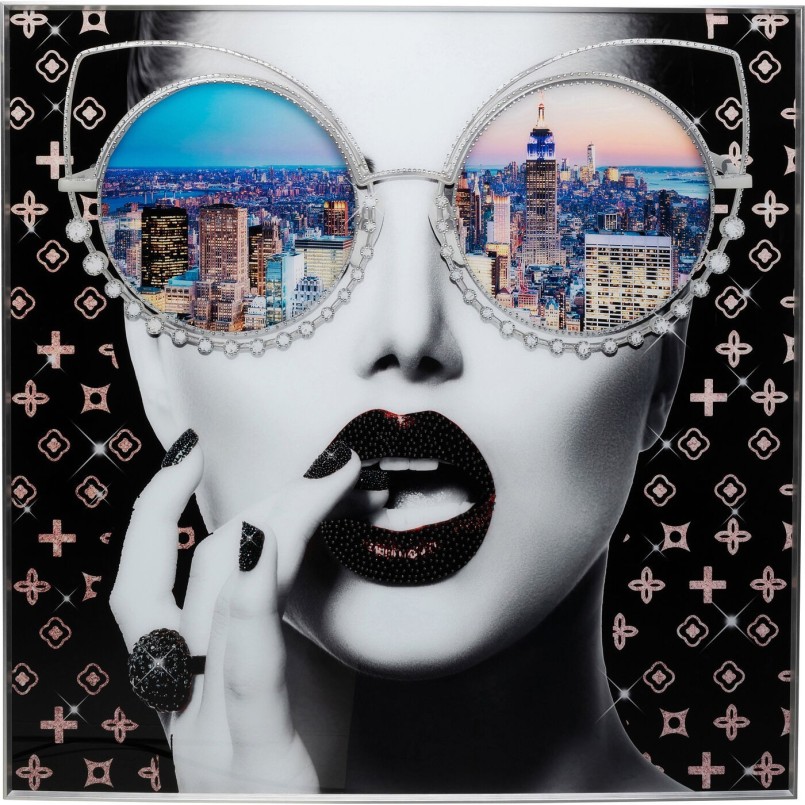 Affiche encadrée femme avec lunettes - NY View - Kare Design