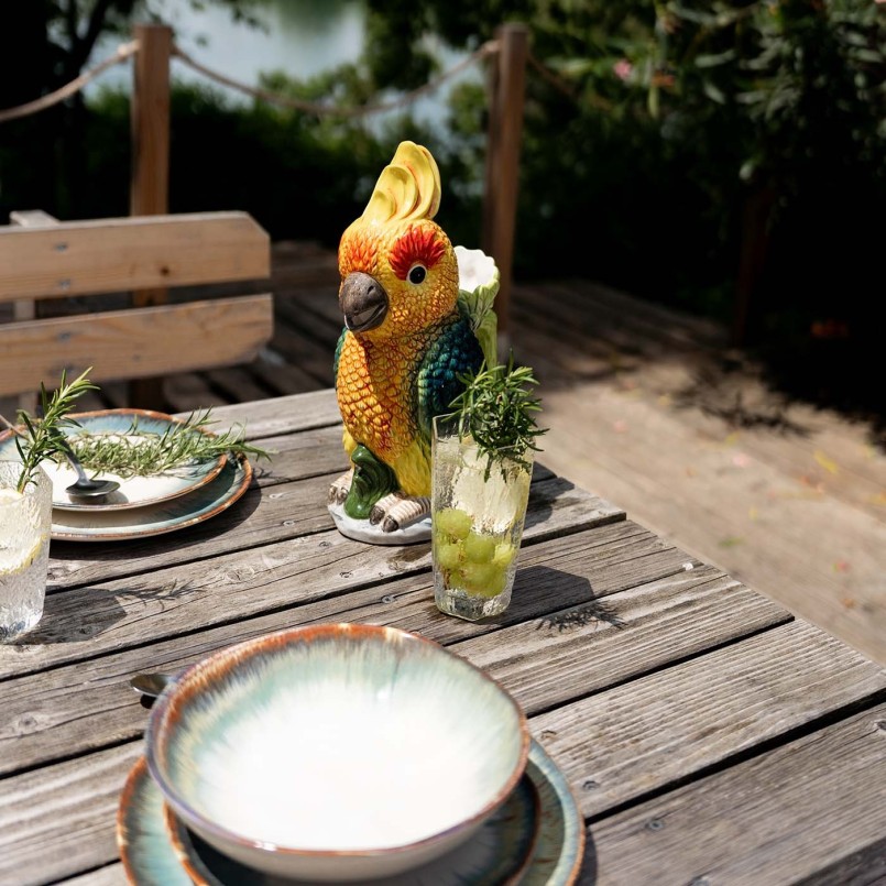 Assiettes blanches et bleues en faïence - Organic - Kare Design