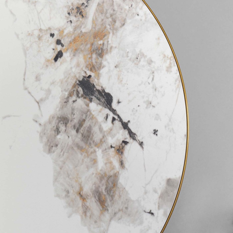 Round side table in white stoneware and wood effect - Cono - Kare Design