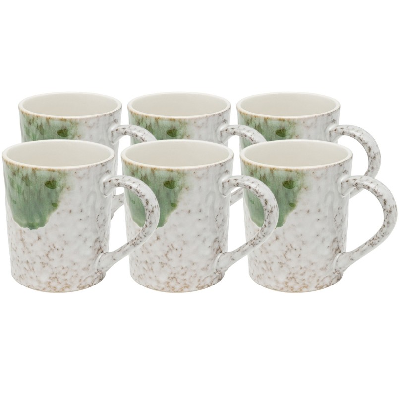 Green stoneware mugs set of 6 - Biscotti - Kare Design