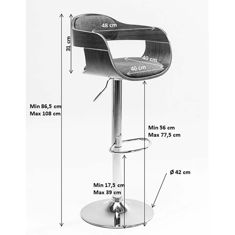 Tabouret de bar contemporain noir - Costa - Kare Design