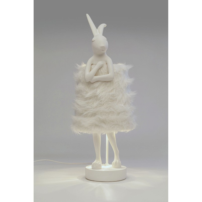 Lampe à poser Animal Rabbit Fur blanc/argenté 68cm