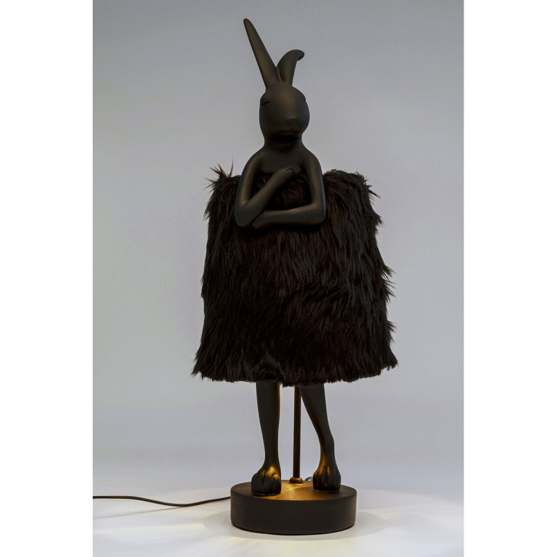 Lampe à poser Animal Rabbit Fur noir/doré 68cm