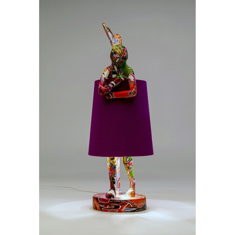 Lampe à poser Animal Rabbit Graffiti/violet 50cm