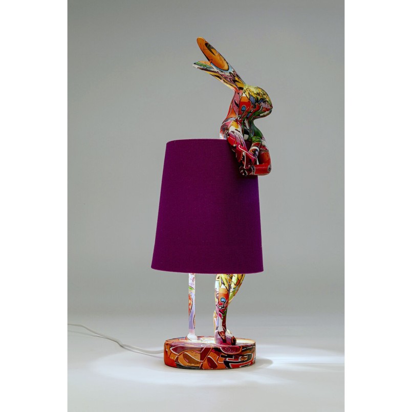 Lampe à poser Animal Rabbit Graffiti/violet 50cm