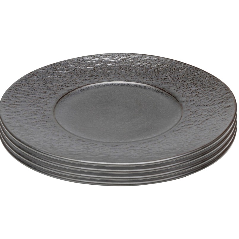 Black plates set of 4 in stoneware - Cosmsos - Kare Design