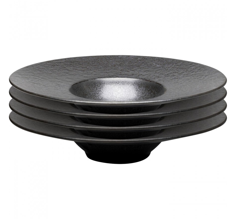 Plate Deep Cosmos Ø27cm black (4/set) Kare Design Plate Deep Cosmos Ø27cm black (4/set) Kare Design