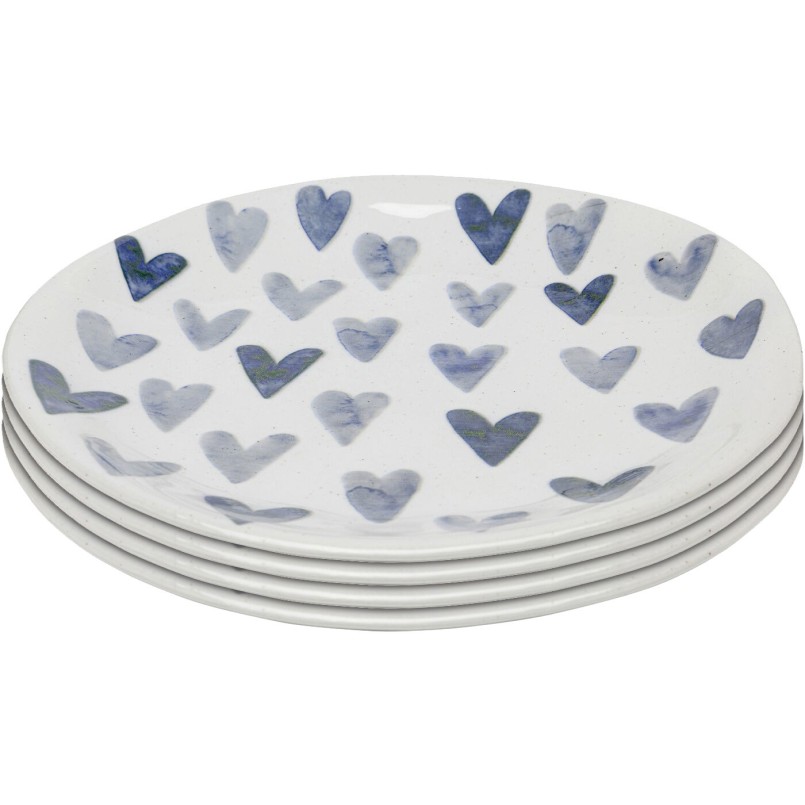 Assiettes blanches avec des cœurs bleus - Cuori - Kare Design