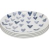 White plates with blue hearts in stoneware set of 4 - Cuori - Kare Design