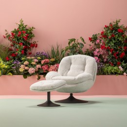 Fauteuil pivotant avec repose-pieds blancs - Standford - Kare Design