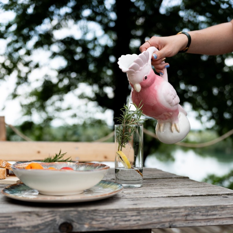 Carafe cacatoès blanc et rose en céramique - Kare Design