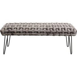 Banc en velours gris effet grosses mailles - Weave - Kare Design
