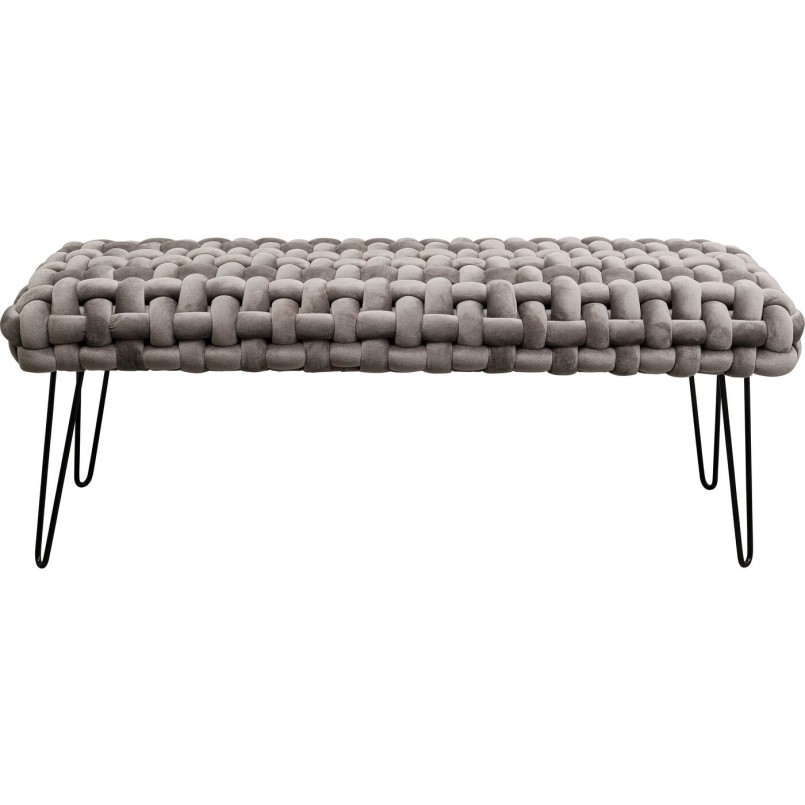 Grey velvet bench with chunky mesh effect - Weave - Kare Design
