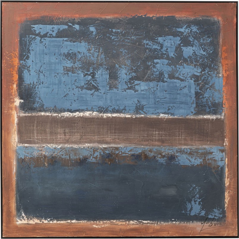 Tableau encadré Silence bleu 120x120cm