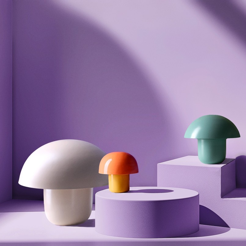 Lampe champignon rétro en acier beige - Mushroom - Kare Design