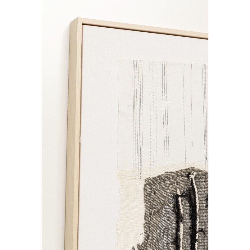 Square textured abstract painting in grey, black and beige - Cucito - Kare Design