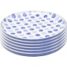 White stoneware plates with blue dots, set of 6 - Partitio Dots - Kare Design